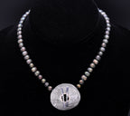 Vintage Handmade Tahitian Pearl with Sterling Silver and 14K Gold Pendant Necklace - 15"