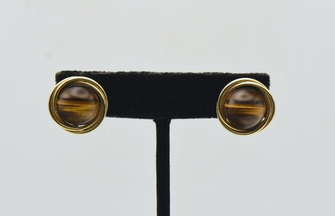 Vintage 14K Gold Tiger's Eye Earrings