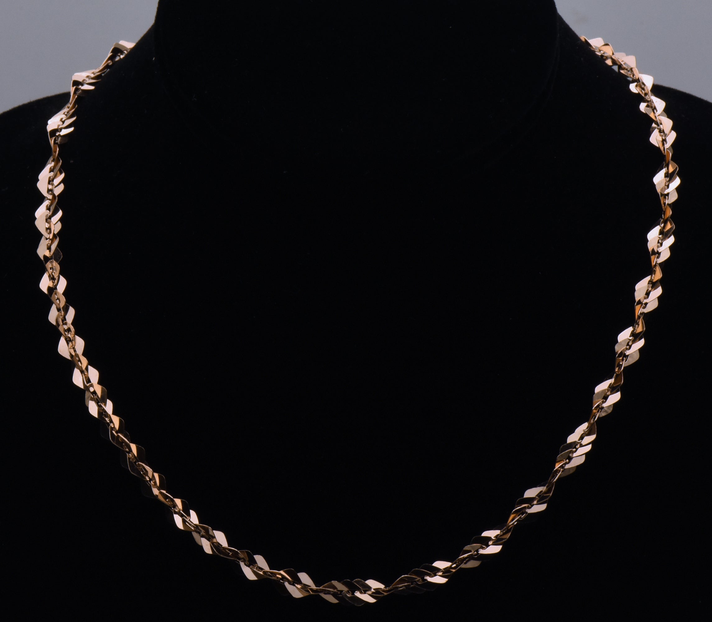 Vintage Italian Copper Tone Sterling Silver Tinsel Link Necklace - 18"