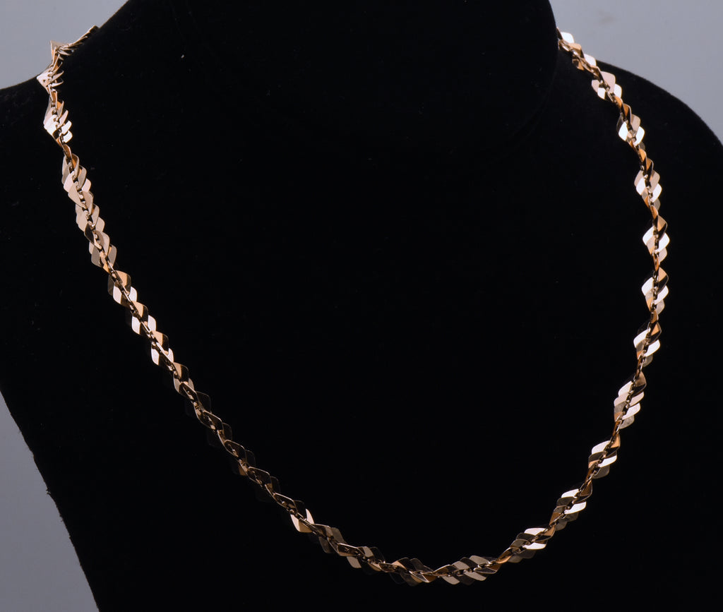 Vintage Italian Copper Tone Sterling Silver Tinsel Link Necklace - 18"
