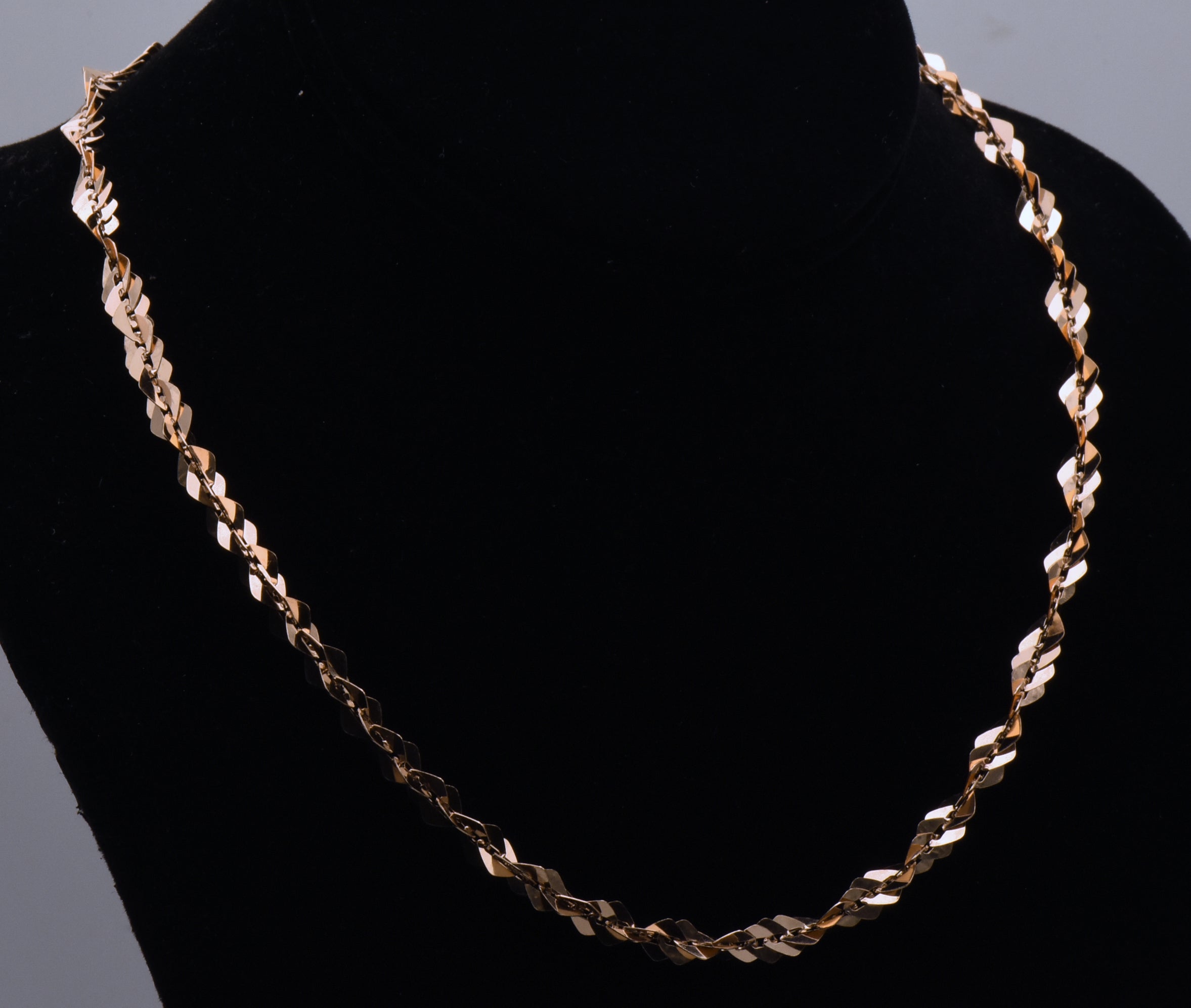 Vintage Italian Copper Tone Sterling Silver Tinsel Link Necklace - 18"