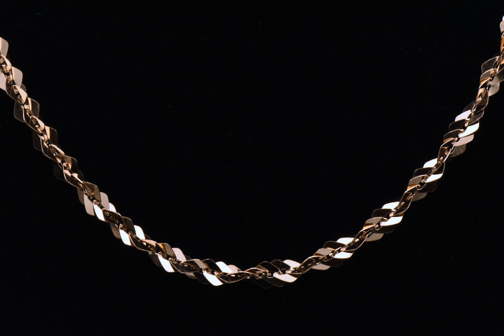 Vintage Italian Copper Tone Sterling Silver Tinsel Link Necklace - 18"