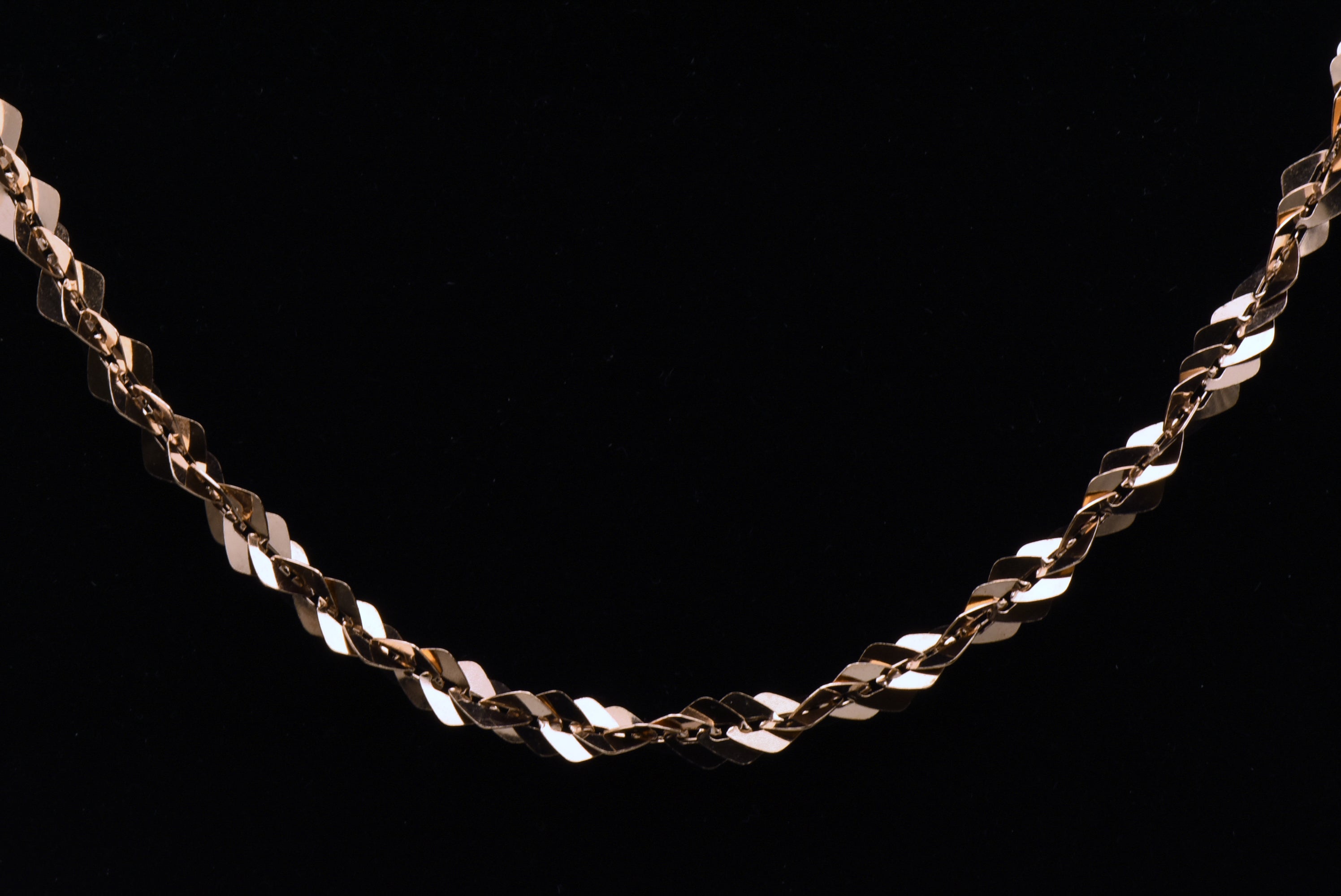 Vintage Italian Copper Tone Sterling Silver Tinsel Link Necklace - 18"