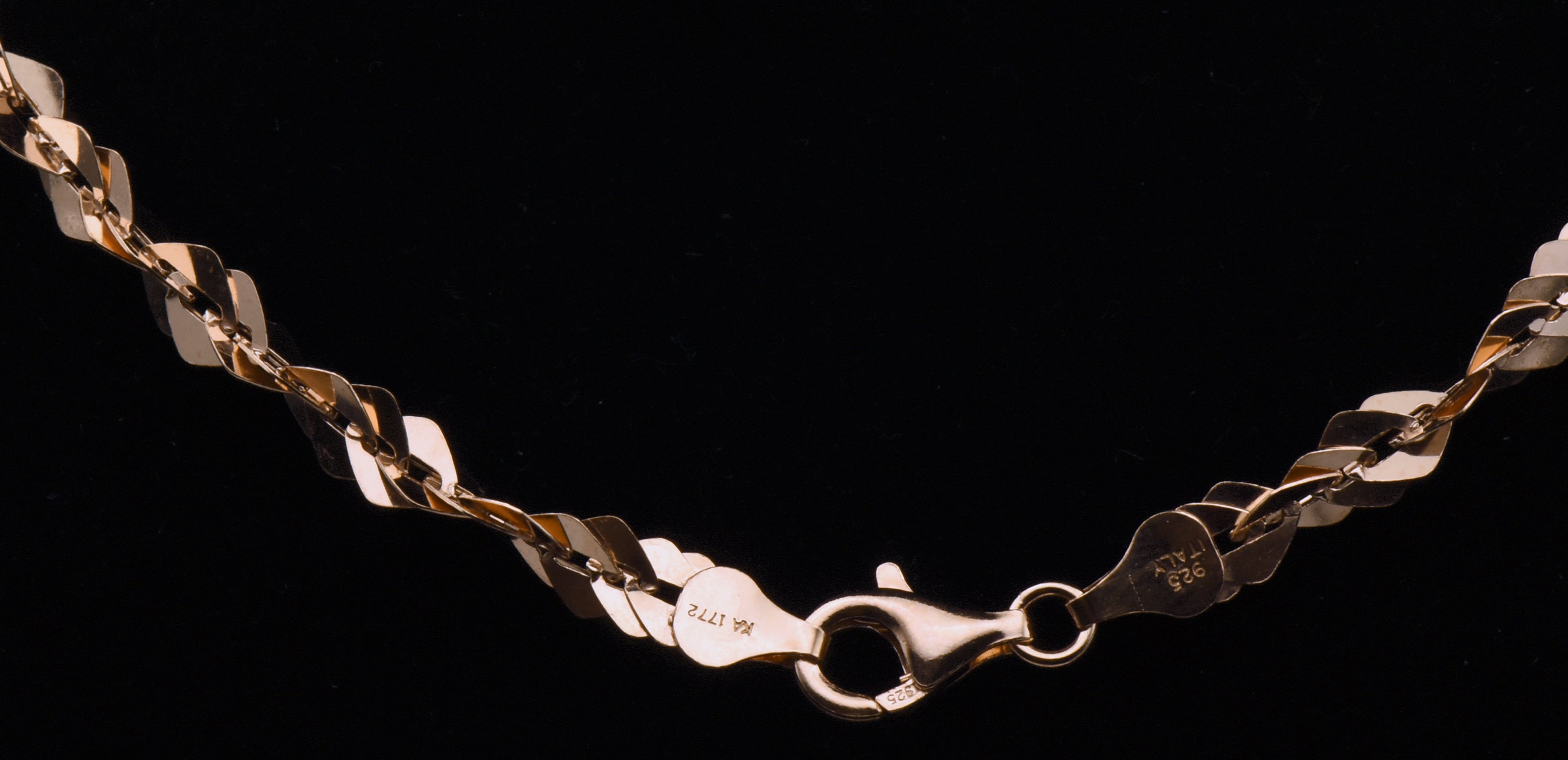 Vintage Italian Copper Tone Sterling Silver Tinsel Link Necklace - 18"