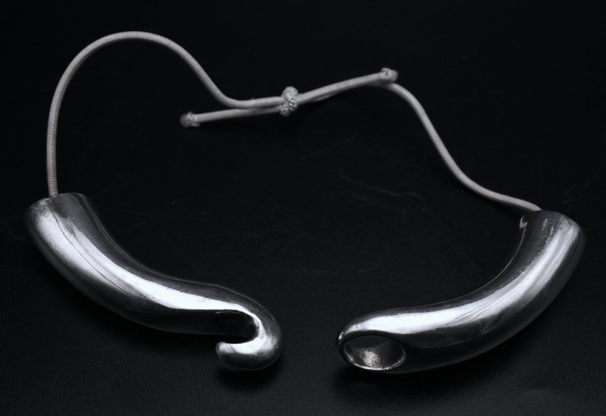 Vintage French Sterling Silver Elephant Tusk Necklace - Modified