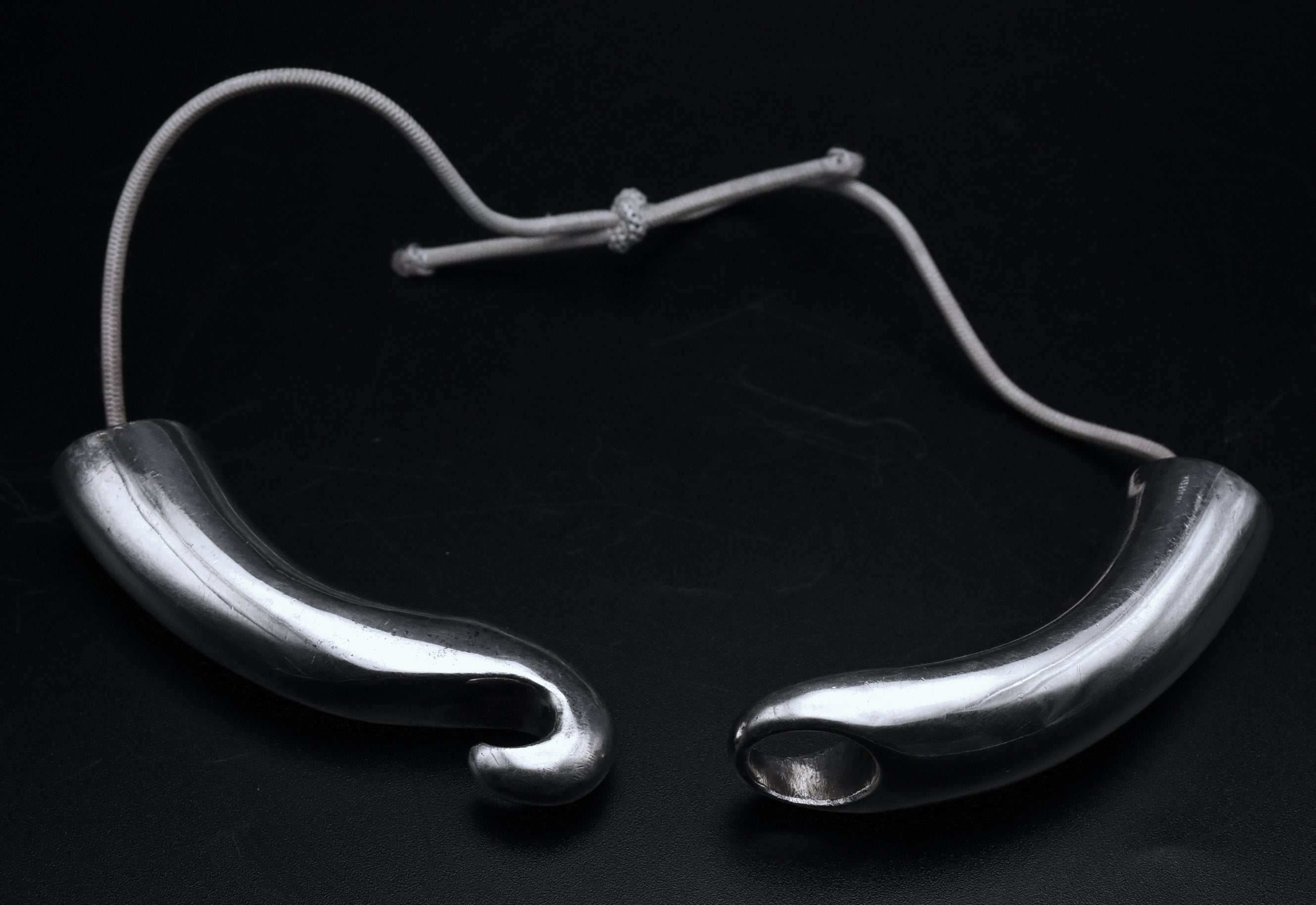 Vintage French Sterling Silver Elephant Tusk Necklace - Modified