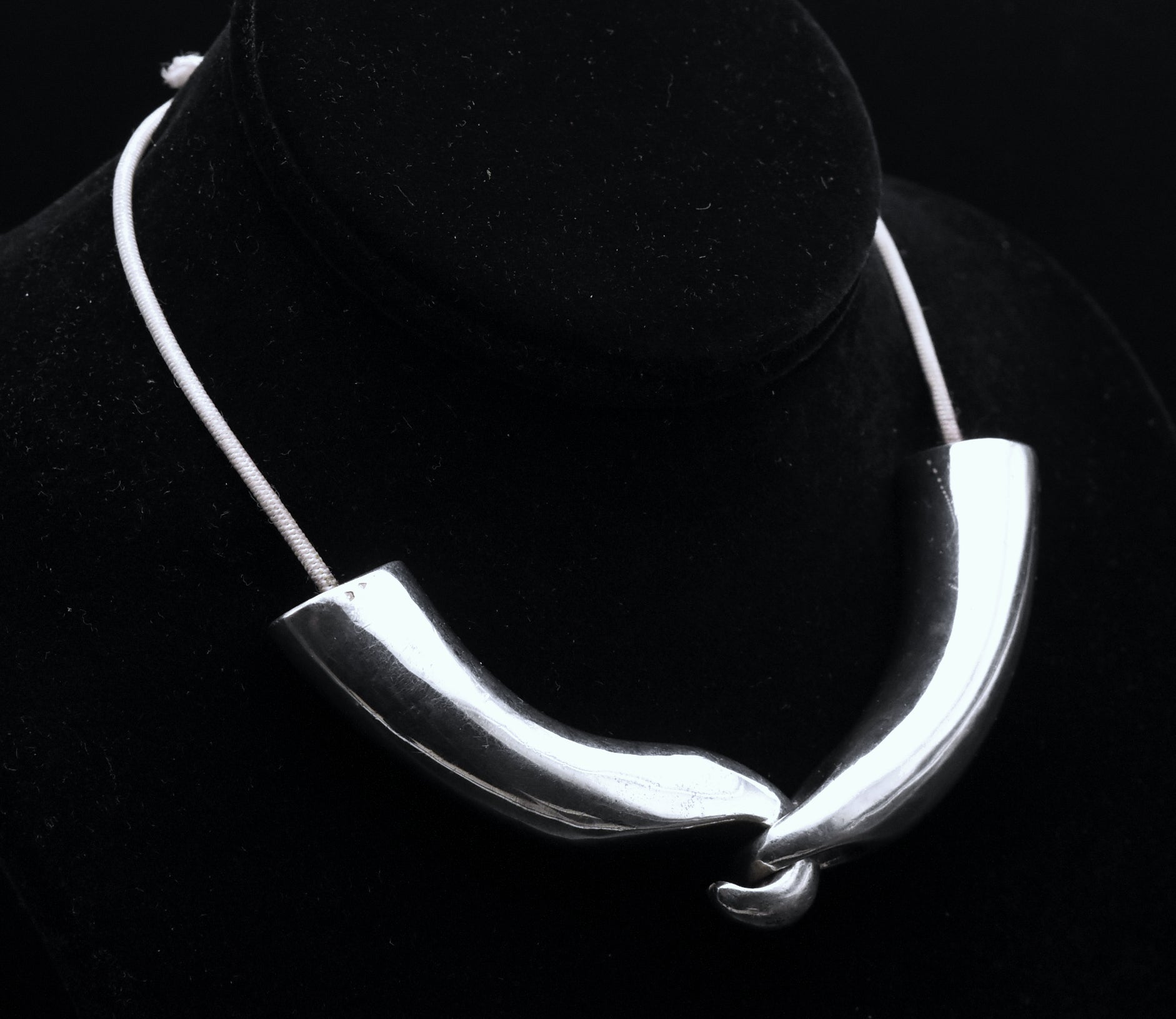 Vintage French Sterling Silver Elephant Tusk Necklace - Modified