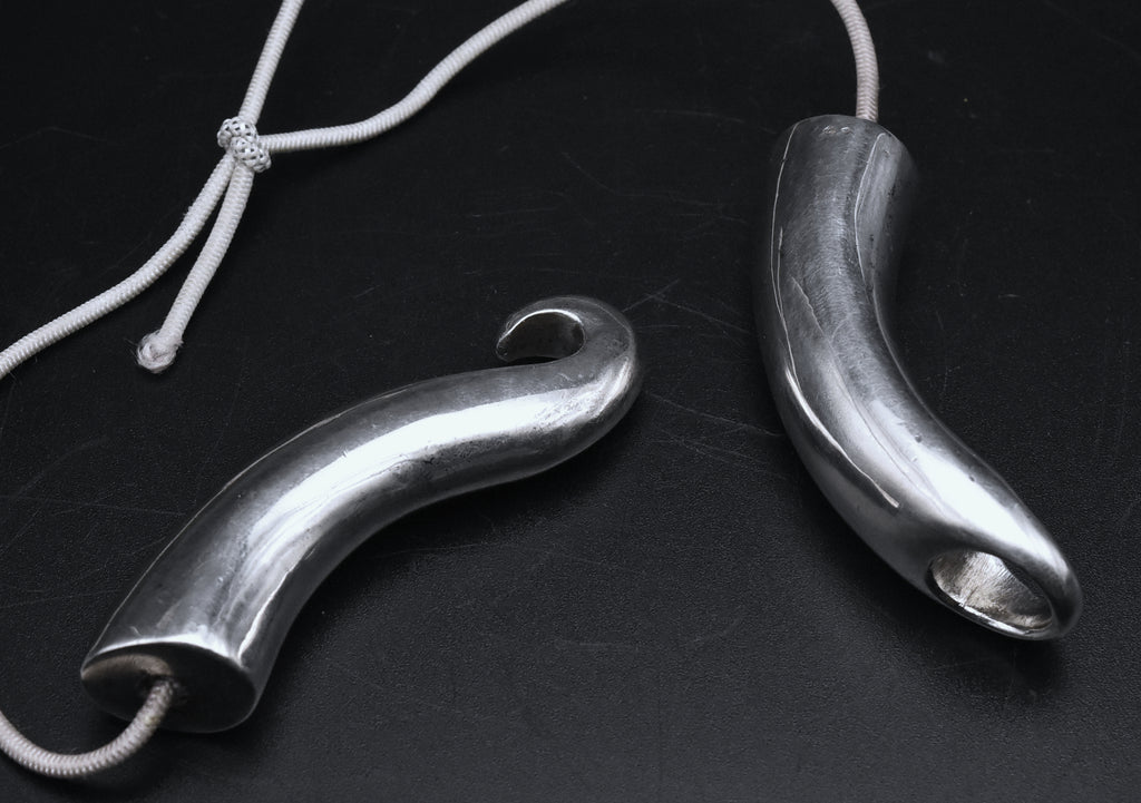 Vintage French Sterling Silver Elephant Tusk Necklace - Modified