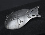 Vintage Handmade Sterling Silver Cat Brooch