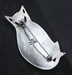 Vintage Handmade Sterling Silver Cat Brooch