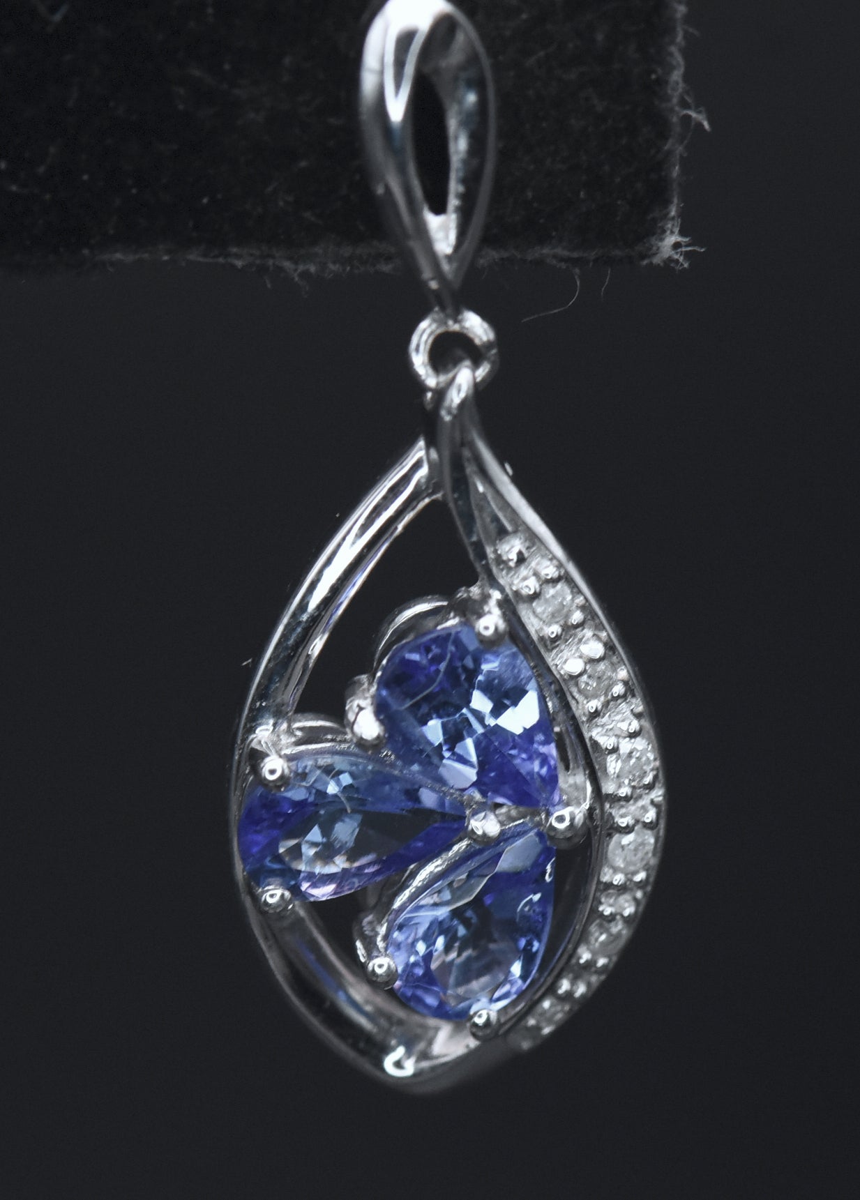 Vintage Tanzanite and Diamonds Sterling Silver Earrings