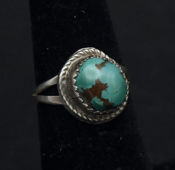 Vintage Handmade Sterling Silver Turquoise Ring - Size 5