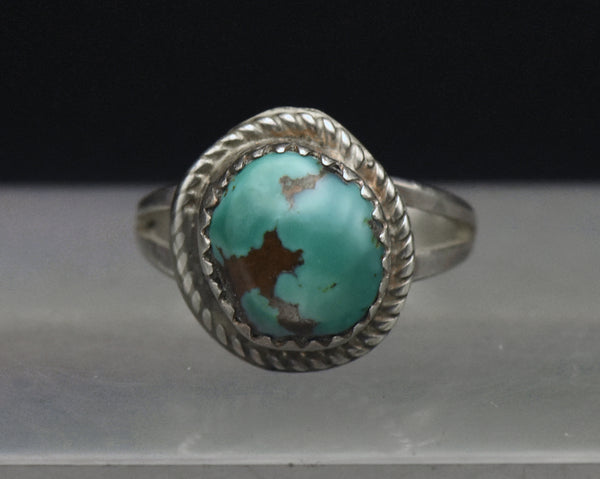 Vintage Handmade Sterling Silver Turquoise Ring - Size 5