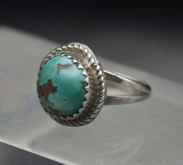 Vintage Handmade Sterling Silver Turquoise Ring - Size 5