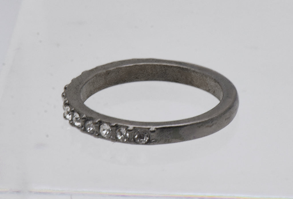 Vintage Silver Tone Metal Rhinestone Band - Size 3.75