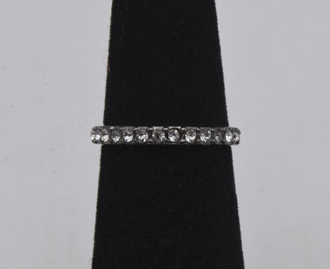 Vintage Silver Tone Metal Rhinestone Band - Size 3.75