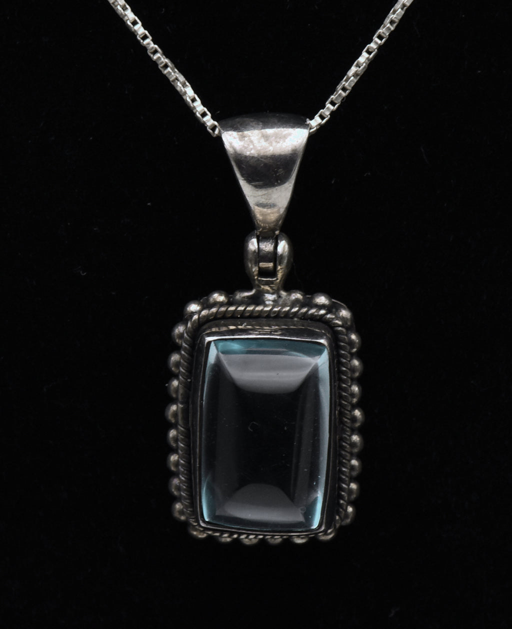 Vintage Sugar Loaf Blue Topaz Pendant Necklace - 20.5"