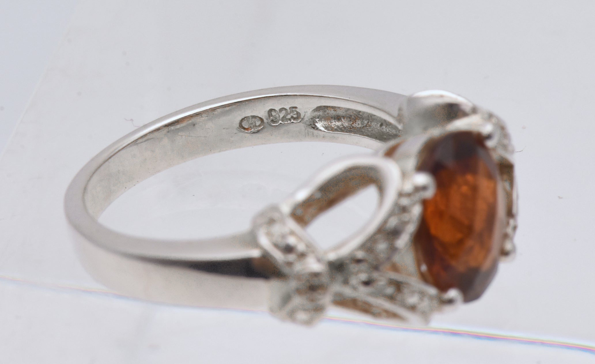 Vintage Sterling Silver Zircon Ring - Size 8