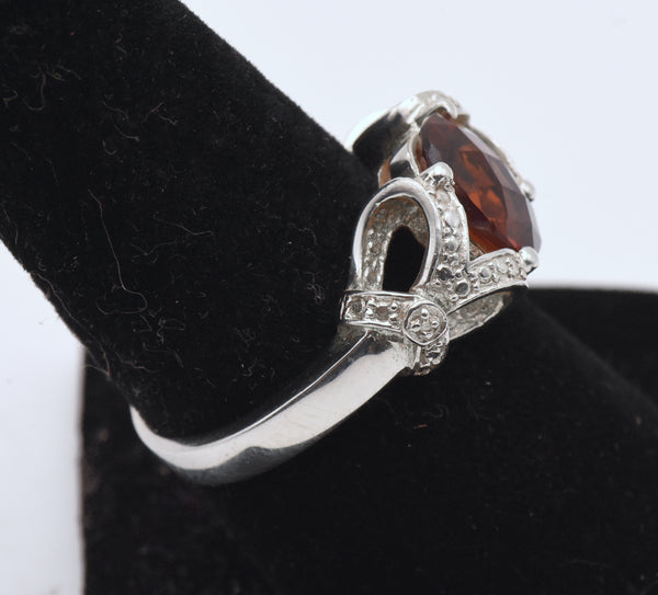 Vintage Sterling Silver Zircon Ring - Size 8