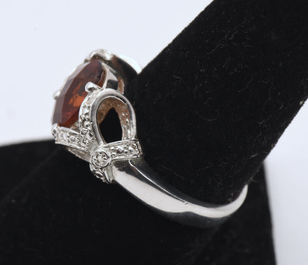 Vintage Sterling Silver Zircon Ring - Size 8