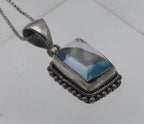 Vintage Sugar Loaf Blue Topaz Pendant Necklace - 20.5"