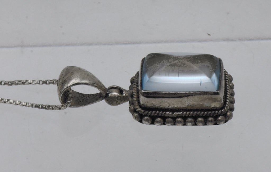 Vintage Sugar Loaf Blue Topaz Pendant Necklace - 20.5"
