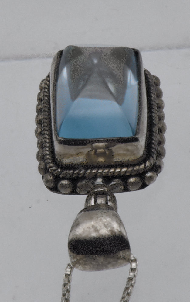 Vintage Sugar Loaf Blue Topaz Pendant Necklace - 20.5"