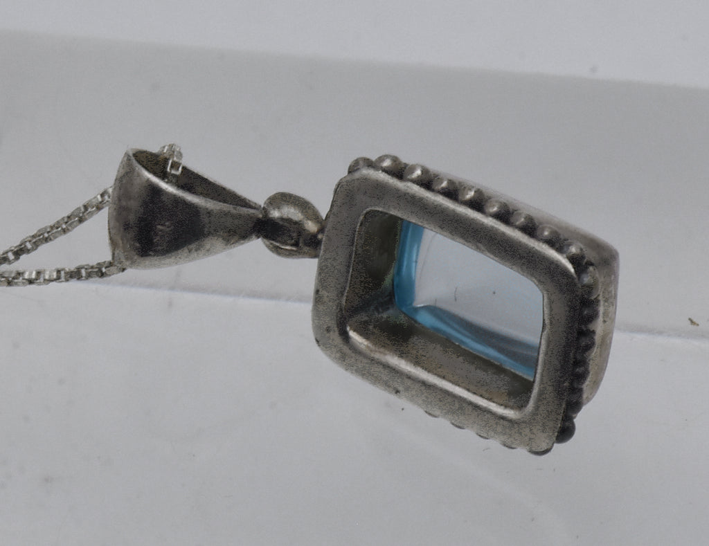 Vintage Sugar Loaf Blue Topaz Pendant Necklace - 20.5"