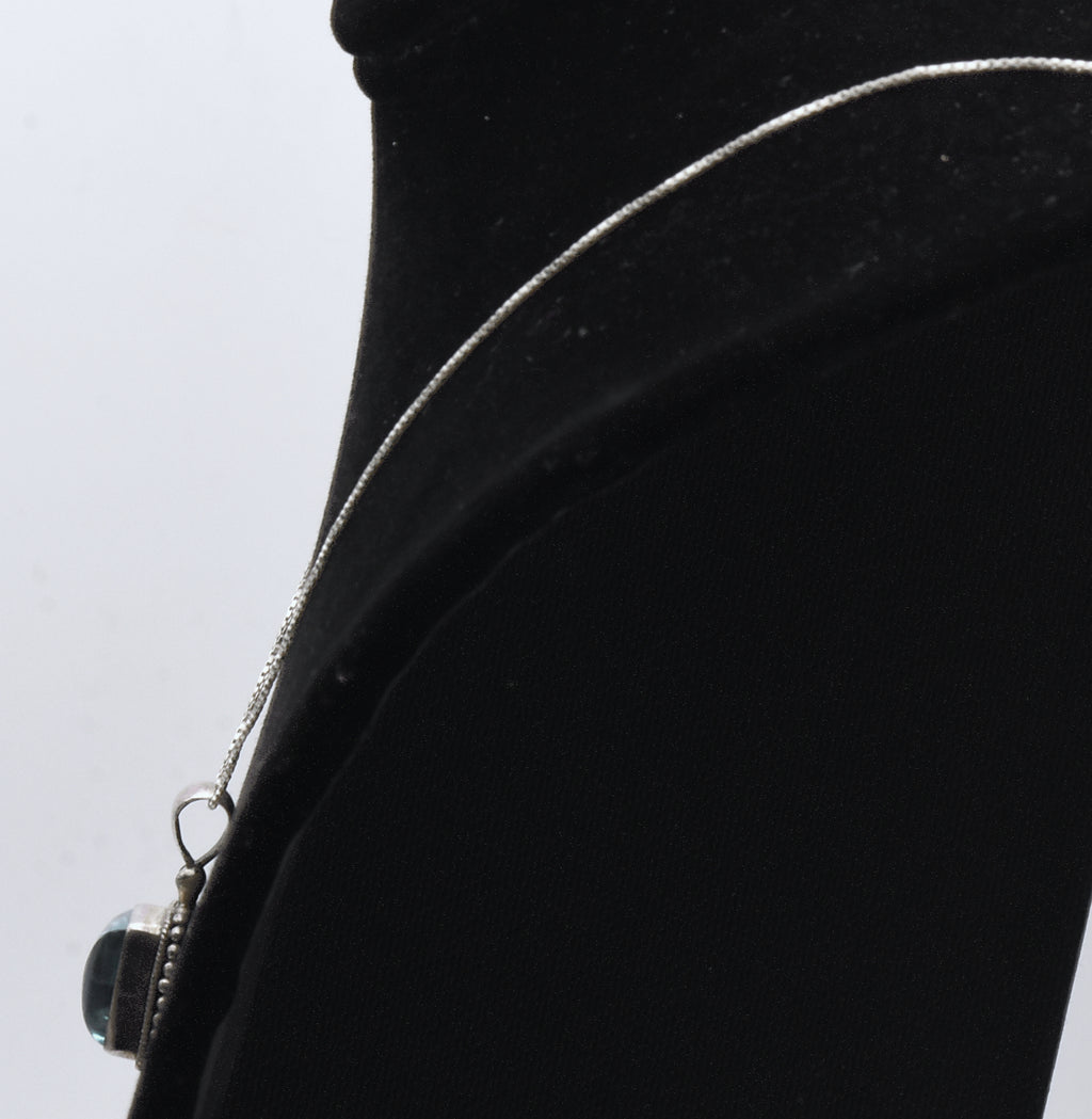 Vintage Sugar Loaf Blue Topaz Pendant Necklace - 20.5"