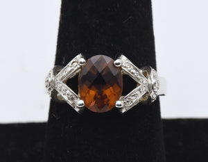 Vintage Sterling Silver Zircon Ring - Size 8