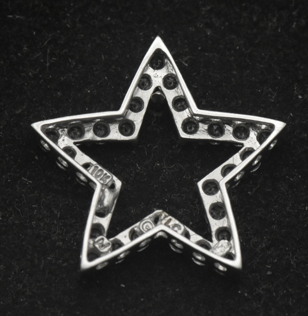 Vintage 10k White Gold and Topaz Star Slide Pendant