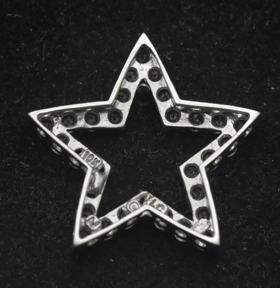 Vintage 10k White Gold and Topaz Star Slide Pendant