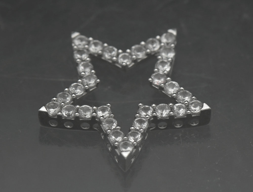 Vintage 10k White Gold and Topaz Star Slide Pendant