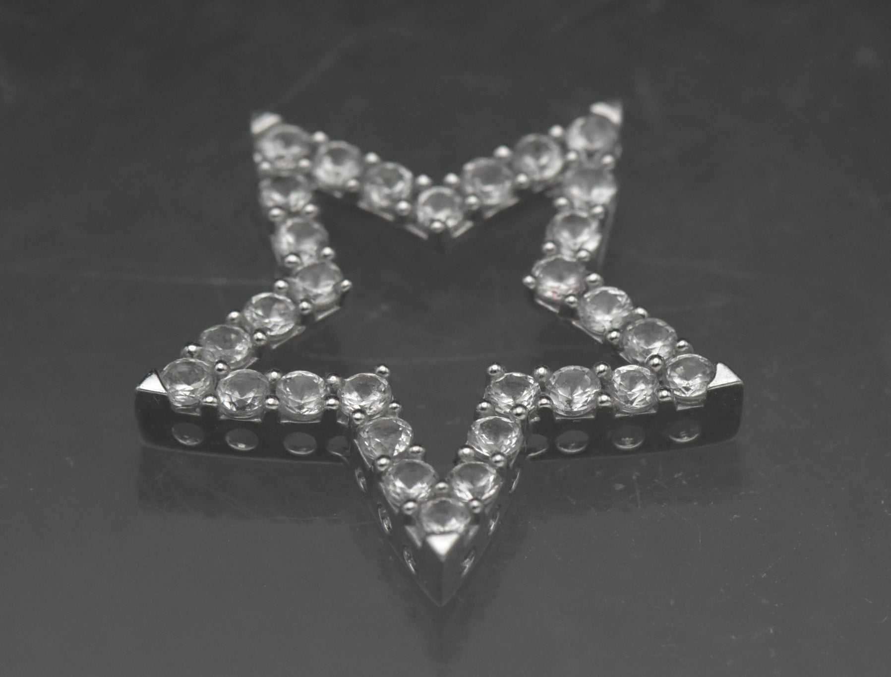 Vintage 10k White Gold and Topaz Star Slide Pendant
