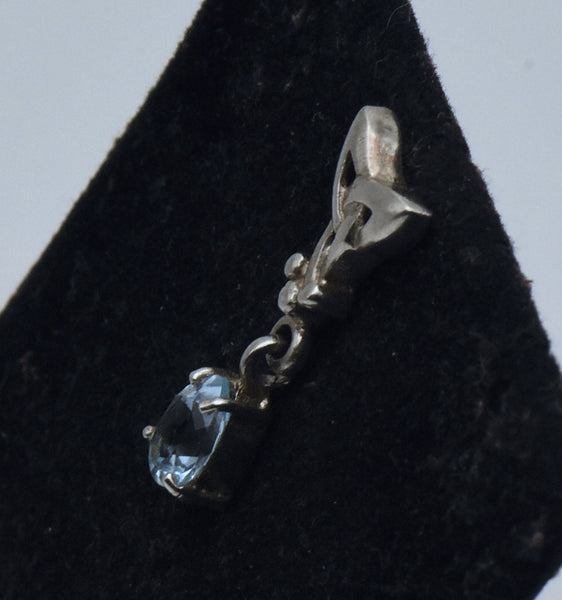 Vintage Blue Topaz Sterling Silver Pendant