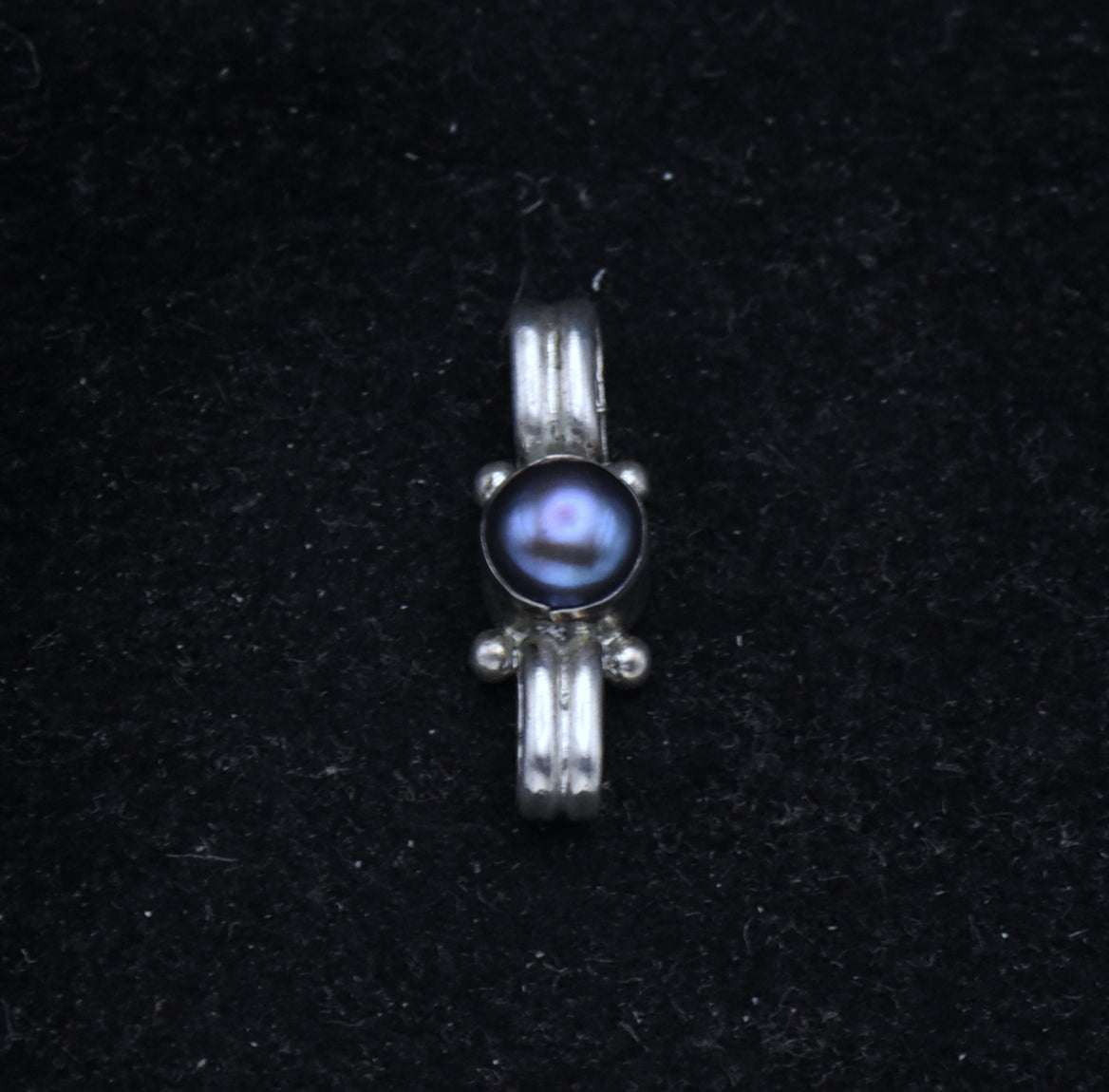 Vintage Handmade Sterling Silver Tahitian Pearl Pendant