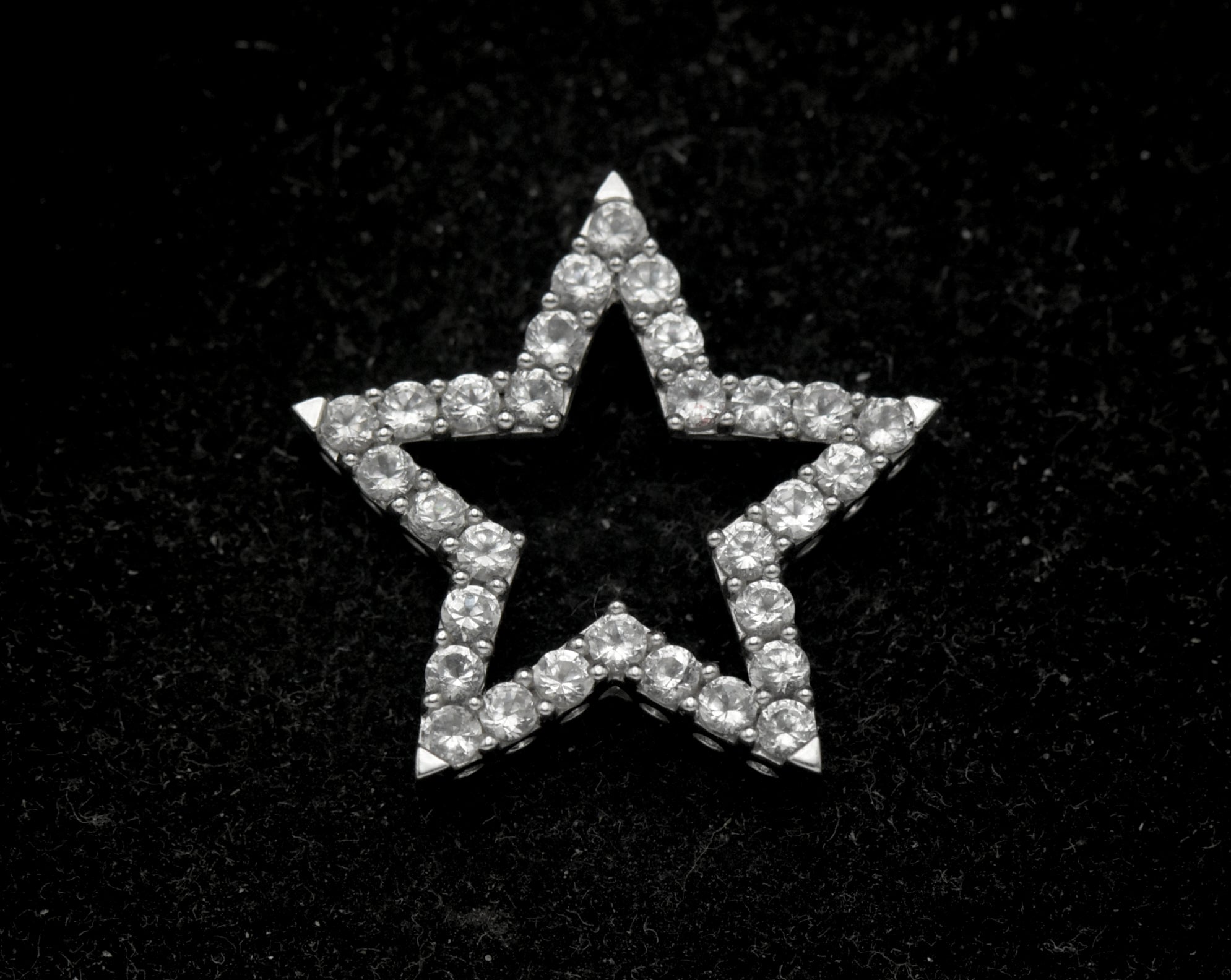 Vintage 10k White Gold and Topaz Star Slide Pendant