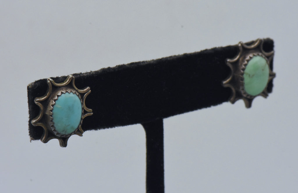 Gilbert Damon - Vintage Handmade Sterling Silver and Turquoise Earrings