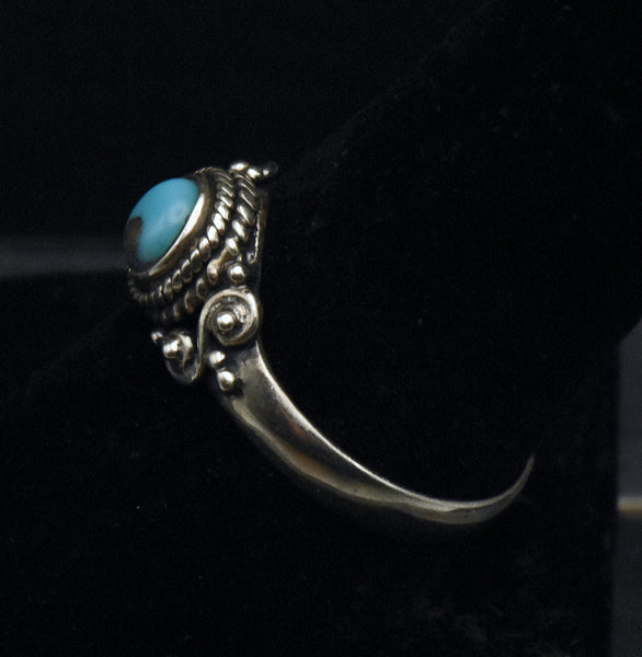 Vintage Handmade Turquoise Sterling Silver Ring - Size 8.25