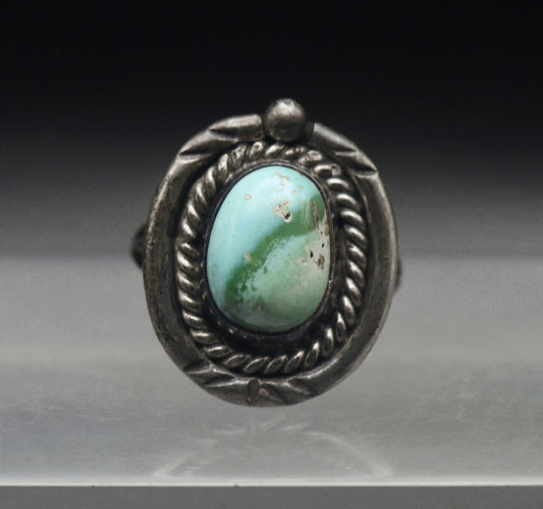 Vintage Handmade Sterling Silver Turquoise Ring - Size 5.5