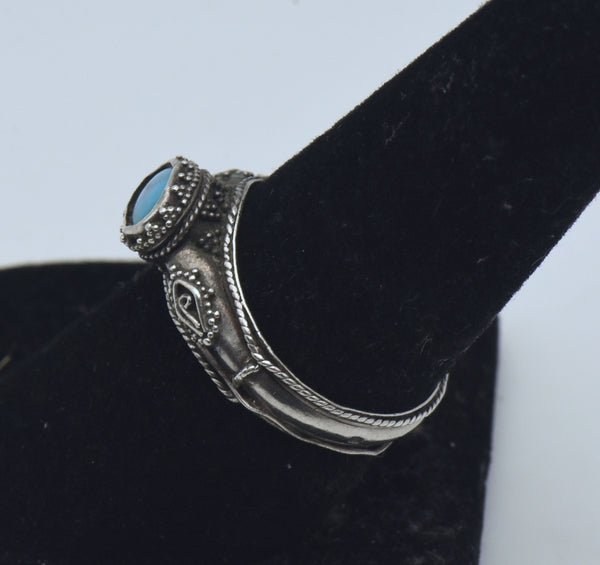 Vintage Handmade Sterling Silver Turquoise Ring - Size 8.5 - AS IS