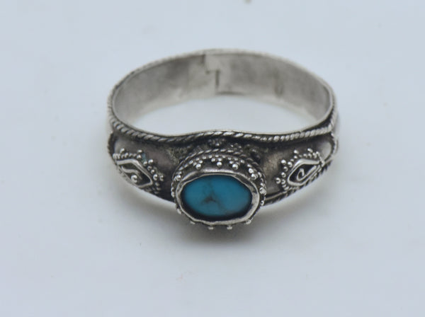 Vintage Handmade Sterling Silver Turquoise Ring - Size 8.5 - AS IS