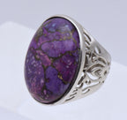 Vintage Sterling Silver Dyed Purple Turquoise Ring - Size 7.25