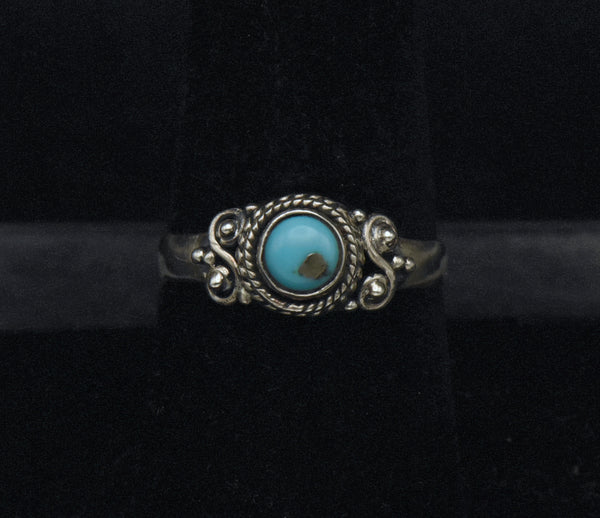 Vintage Handmade Turquoise Sterling Silver Ring - Size 8.25