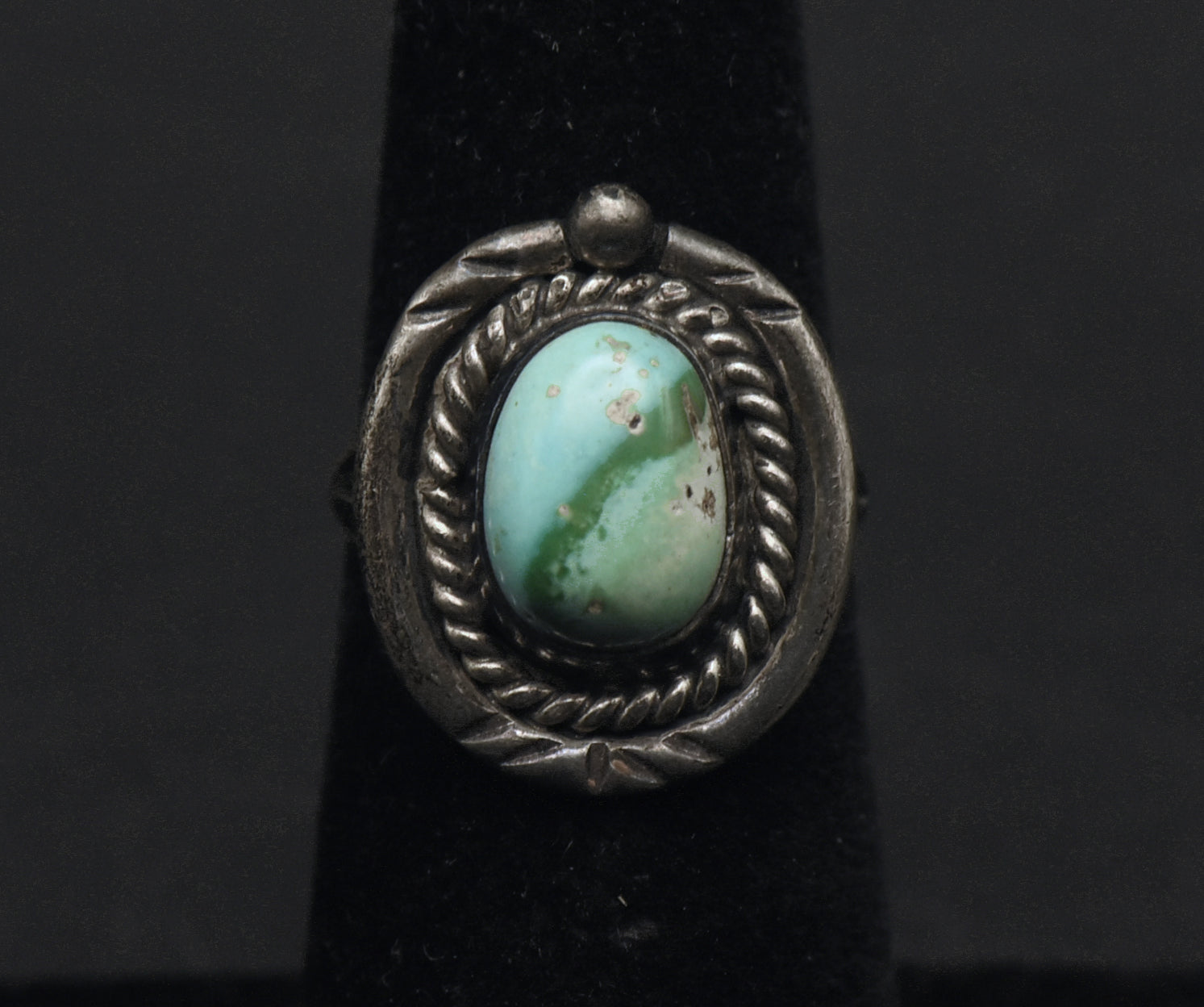 Vintage Handmade Sterling Silver Turquoise Ring - Size 5.5