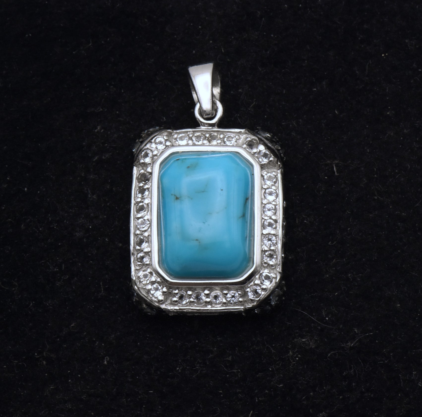Vintage Sterling Silver Turquoise and Topaz Pendant
