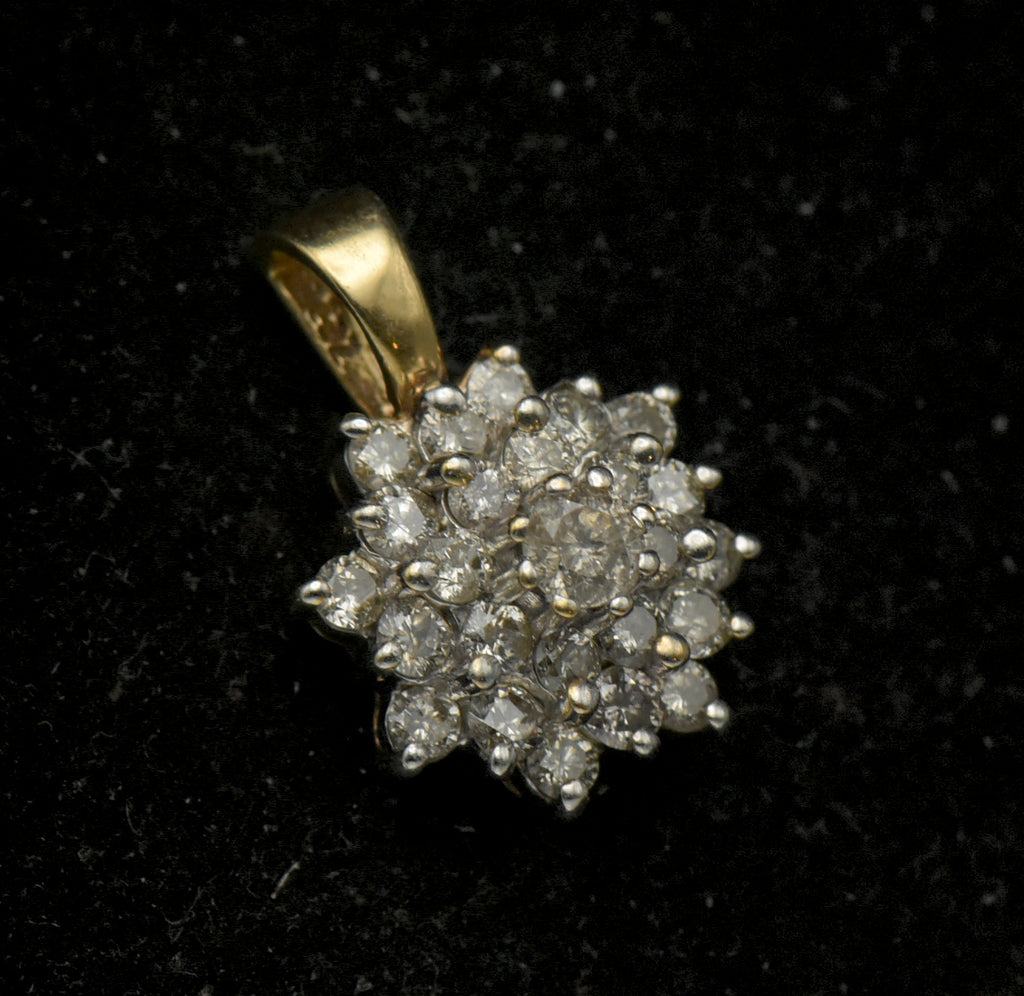 Vintage 10k Gold and Diamonds Tiered Pendant