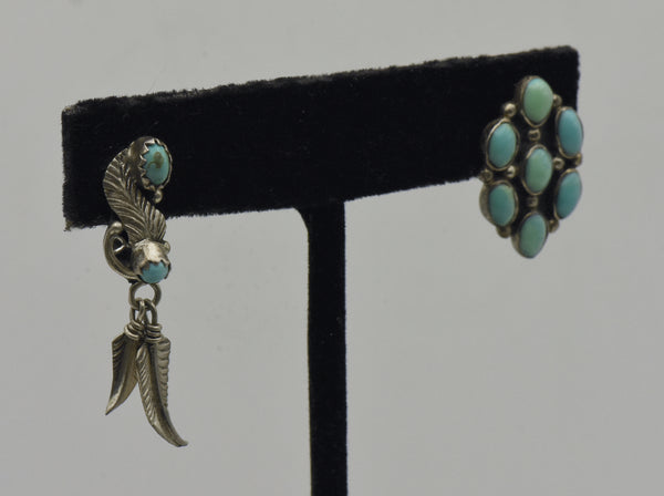 MISMATCHED Vintage Handmade Sterling Silver Turquoise Earrings