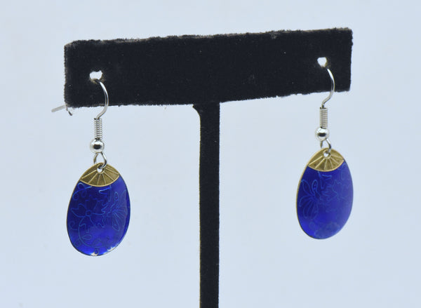 Vintage Silver and Enamel Dangle Earrings