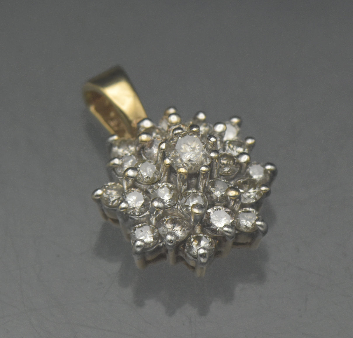Vintage 10k Gold and Diamonds Tiered Pendant